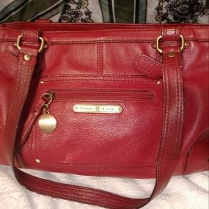 Red leather Aigner shoulder bag.